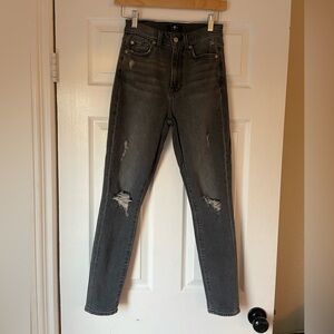 7 For All Mankind Gray Distressed Women Jeans